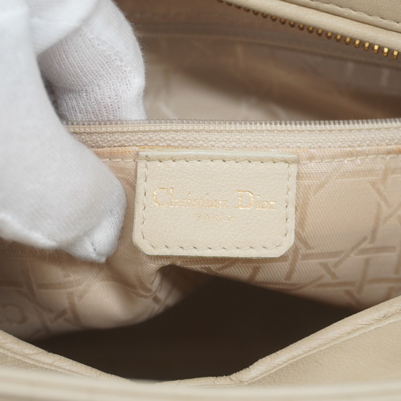 Auth Christian Dior Lady Dior Women's Leather Handbag Beige - Picture 5 of 13